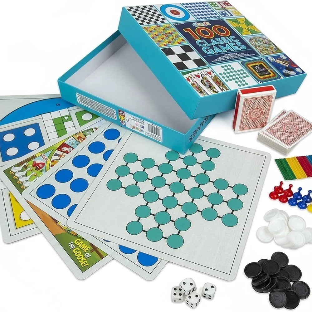 abeec 100 Classic Games  family board games Compendium Ludo, Chess, Lady Games